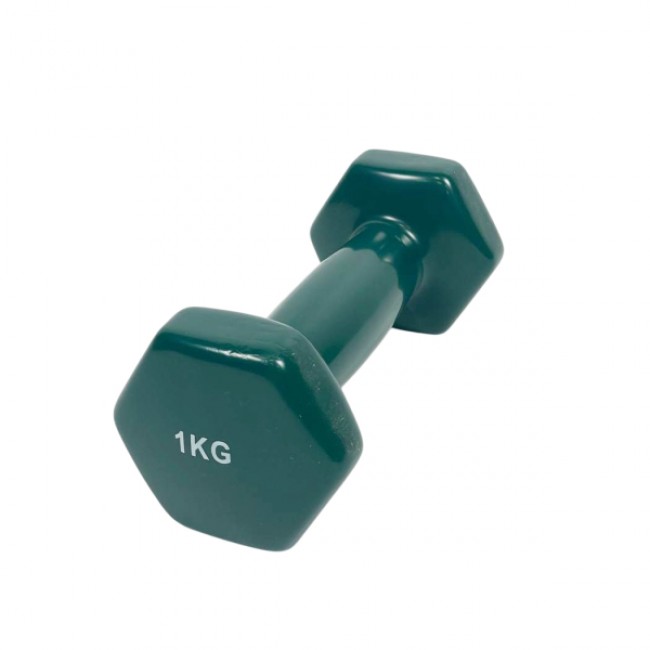 Гантель для фітнесу 1 кг 1шт з вініловим покриттям Generation Fitness FF51D3A-1kg (темно-зелений)