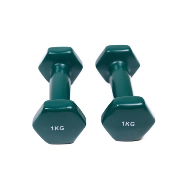 Гантель для фітнесу 1 кг 1шт з вініловим покриттям Generation Fitness FF51D3A-1kg (темно-зелений)