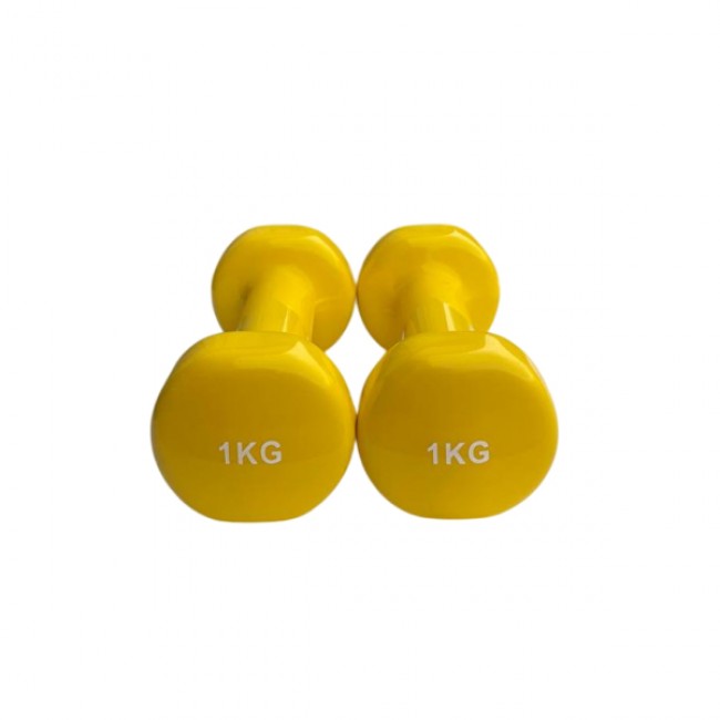 Гантель для фітнесу 1 кг 1шт з вініловим покриттям Generation Fintess FF51D3B-1kg (жовта)