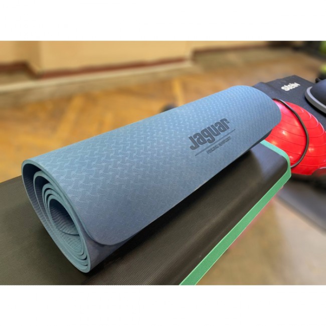 Мат гимнастичный для йоги Jaguar 183x61x0,6 см голубой