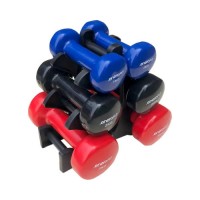 Комплект гантелей для фитнеса виниловых VDB 12 кг (2 х 1 кг; 2 кг; 3 кг) со стойкой Елочка ENERO FIT