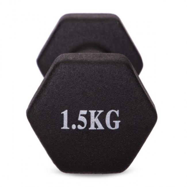 Гантель для фитнеса 1,5 кг 1 шт неопреновая Generation Fitness VDD-02-1,5кг черный