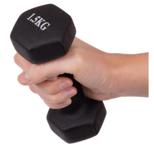 Гантель для фитнеса 1,5 кг 1 шт неопреновая Generation Fitness VDD-02-1,5кг черный