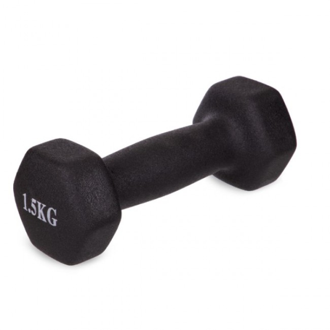 Гантель для фитнеса 1,5 кг 1 шт неопреновая Generation Fitness VDD-02-1,5кг черный
