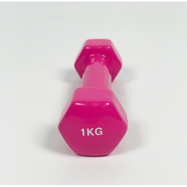 Гантель для фітнесу 1 кг 1шт з вініловим покриттям Generation Fitness FF51D3A-1kg (рожевий)