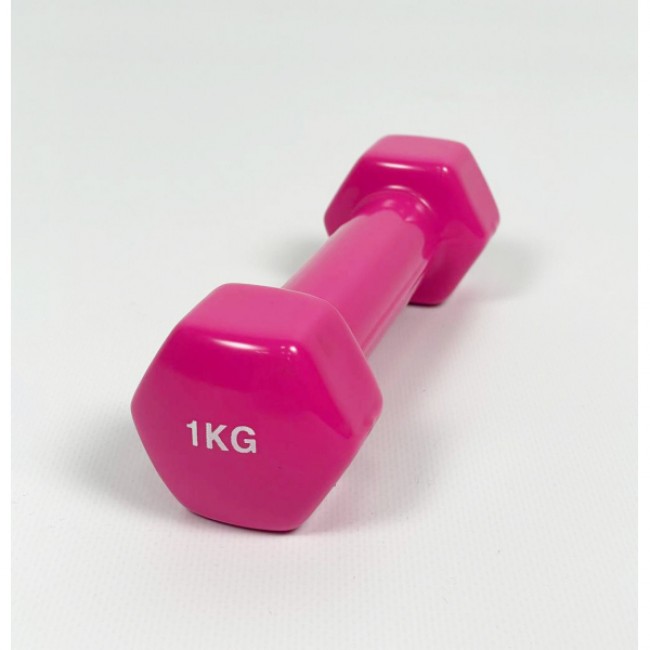 Гантель для фітнесу 1 кг 1шт з вініловим покриттям Generation Fitness FF51D3A-1kg (рожевий)