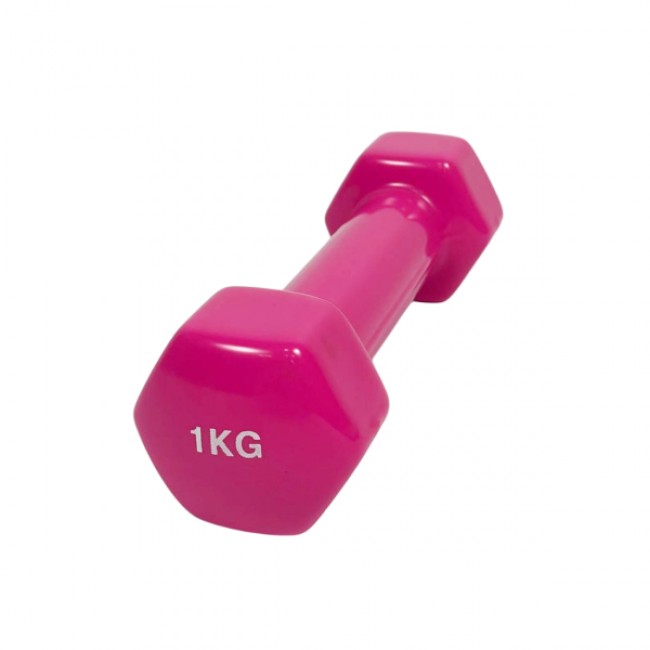 Гантель для фітнесу 1 кг 1шт з вініловим покриттям Generation Fitness FF51D3A-1kg (рожевий)