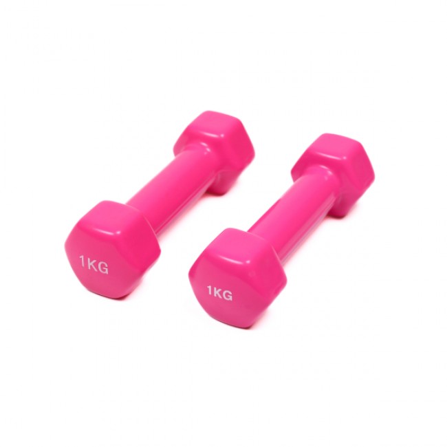Гантель для фітнесу 1 кг 1шт з вініловим покриттям Generation Fitness FF51D3A-1kg (рожевий)
