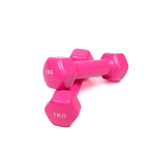 Гантель для фітнесу 1 кг 1шт з вініловим покриттям Generation Fitness FF51D3A-1kg (рожевий)