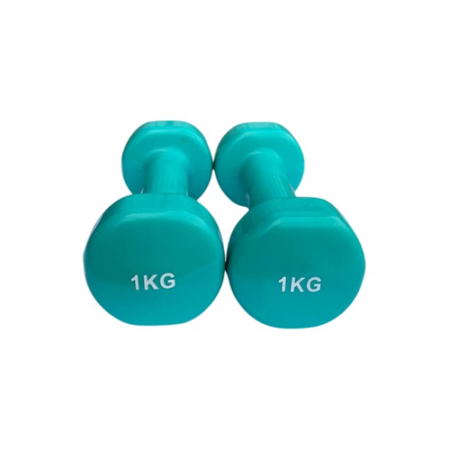 Гантель для фітнесу 1 кг 1шт з вініловим покриттям Generation Fintess FF51D3B-1kg (бірюзова)