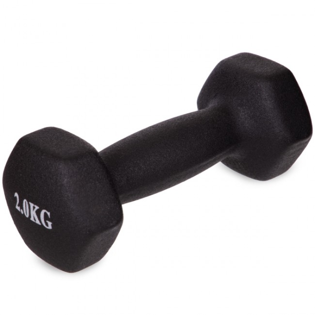 Гантель для фітнесу 2 кг 1 шт неопренова Generation Fitness VDD-02-2кг чорний