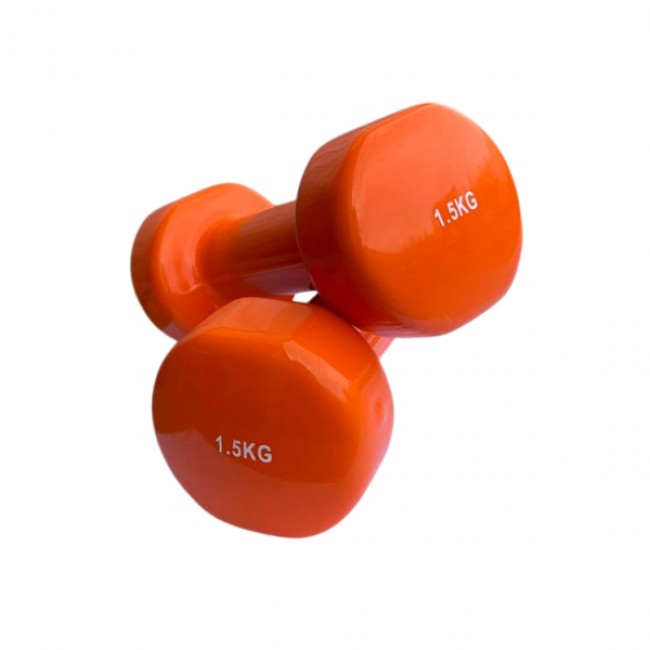 Гантель для фітнесу 1,5 кг 1шт з вініловим покриттям Generation Fintess FF51D3B-1.5kg (помаранчева)