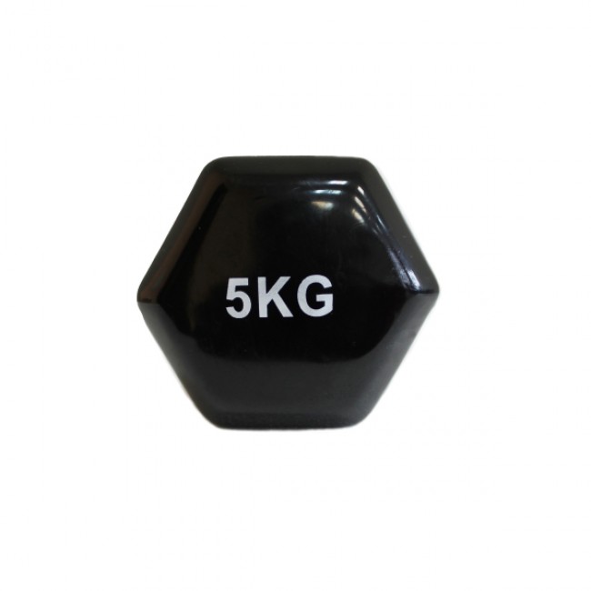 Гантель для фітнесу 5 кг 1шт з вініловим покриттям Generation Fitness FF51D3A-5kg (чорний)
