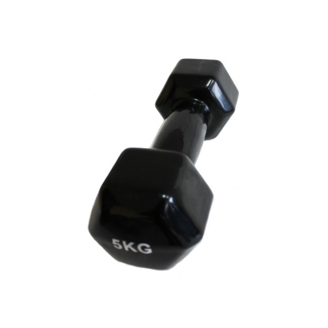 Гантель для фітнесу 5 кг 1шт з вініловим покриттям Generation Fitness FF51D3A-5kg (чорний)