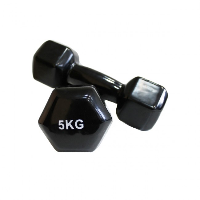Гантель для фітнесу 5 кг 1шт з вініловим покриттям Generation Fitness FF51D3A-5kg (чорний)