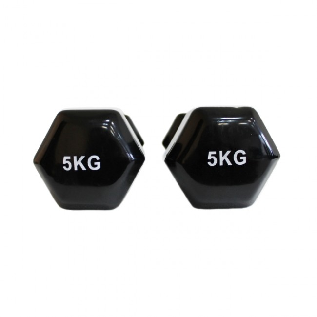 Гантель для фітнесу 5 кг 1шт з вініловим покриттям Generation Fitness FF51D3A-5kg (чорний)