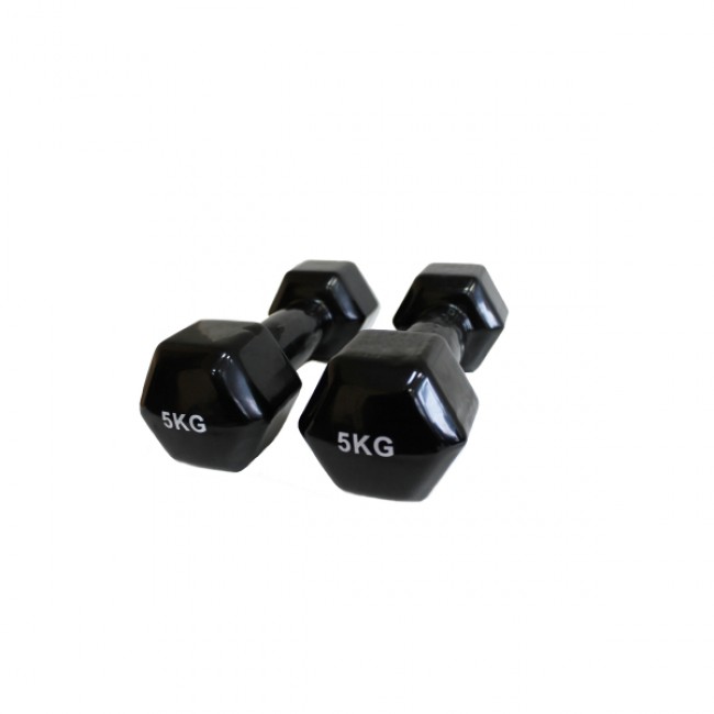 Гантель для фітнесу 5 кг 1шт з вініловим покриттям Generation Fitness FF51D3A-5kg (чорний)