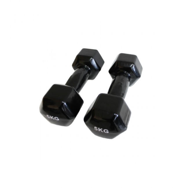 Гантель для фітнесу 5 кг 1шт з вініловим покриттям Generation Fitness FF51D3A-5kg (чорний)