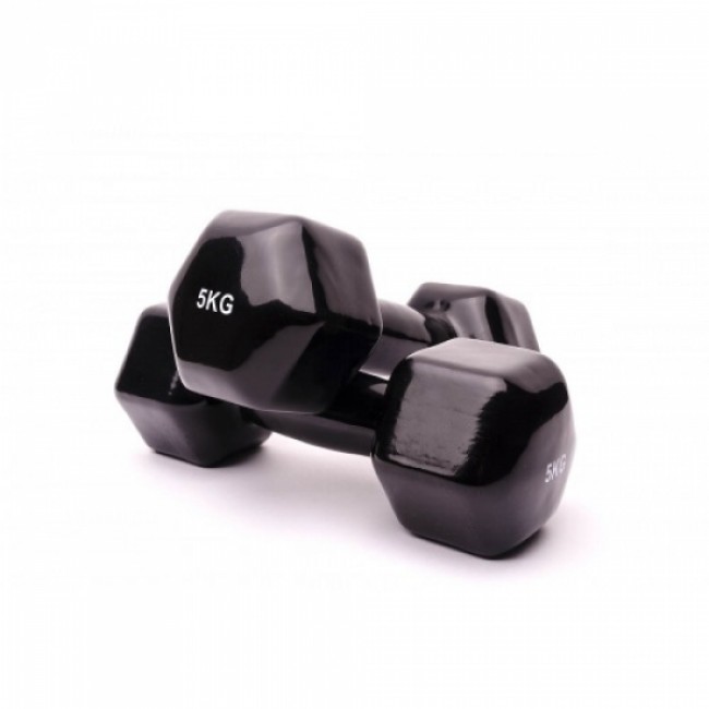 Гантель для фітнесу 5 кг 1шт з вініловим покриттям Generation Fitness FF51D3A-5kg (чорний)