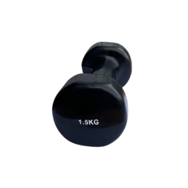 Гантель для фітнесу 1,5 кг 1шт з вініловим покриттям Generation Fintess FF51D3B-1.5kg (чорна)