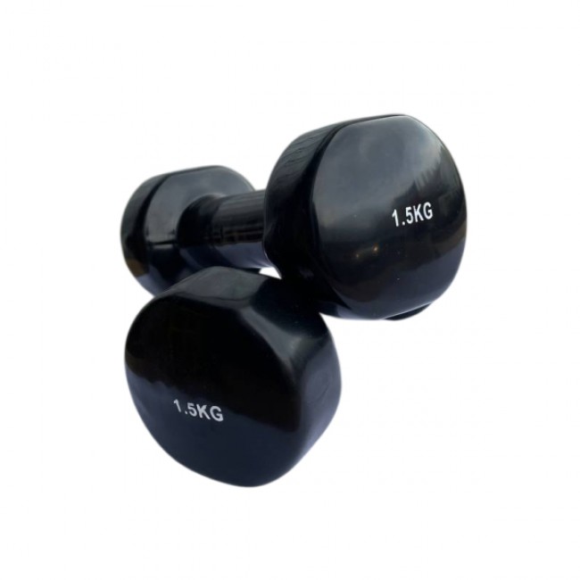Гантель для фітнесу 1,5 кг 1шт з вініловим покриттям Generation Fintess FF51D3B-1.5kg (чорна)