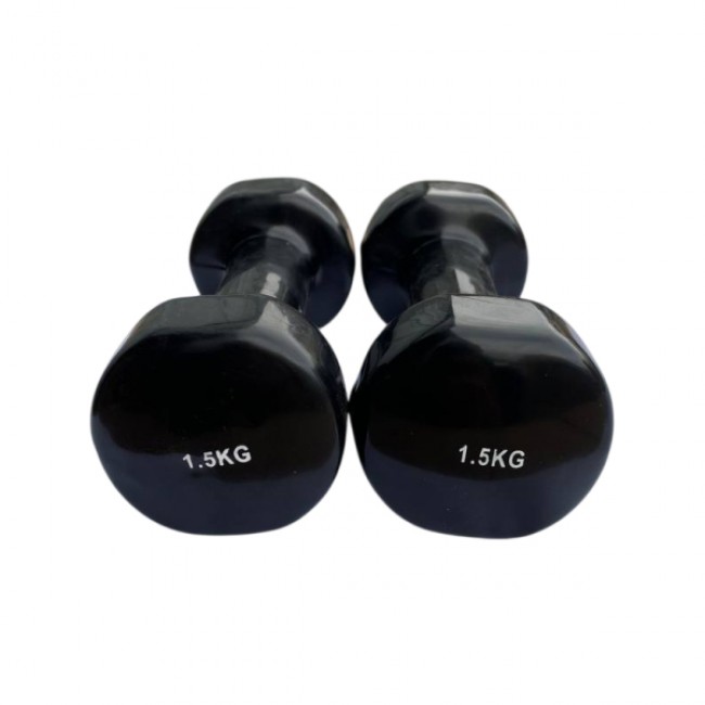 Гантель для фітнесу 1,5 кг 1шт з вініловим покриттям Generation Fintess FF51D3B-1.5kg (чорна)