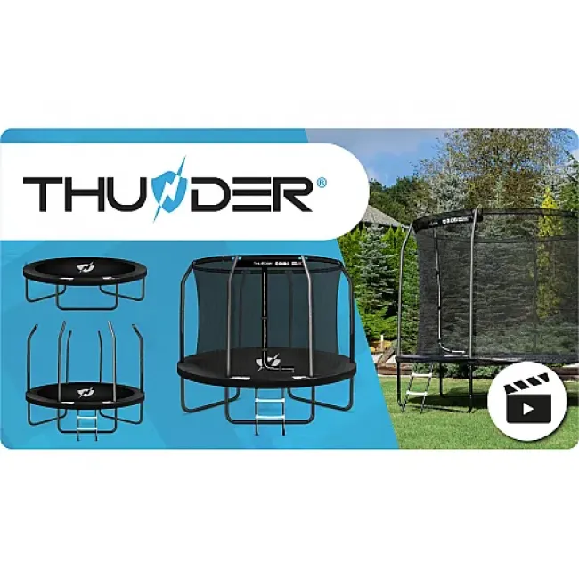 Батут THUNDER INSIDE ELITE з внутрішньою сіткою 8 футів 244 см чорний