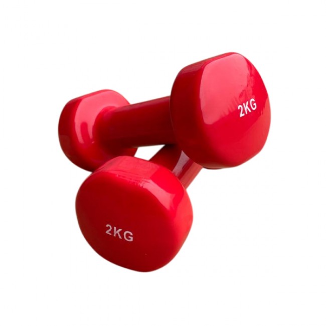 Гантель для фітнесу 2 кг 1шт з вініловим покриттям Generation Fintess FF51D3B-2kg (червона)