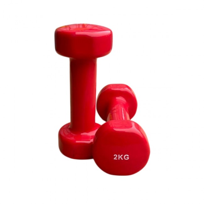 Гантель для фітнесу 2 кг 1шт з вініловим покриттям Generation Fintess FF51D3B-2kg (червона)