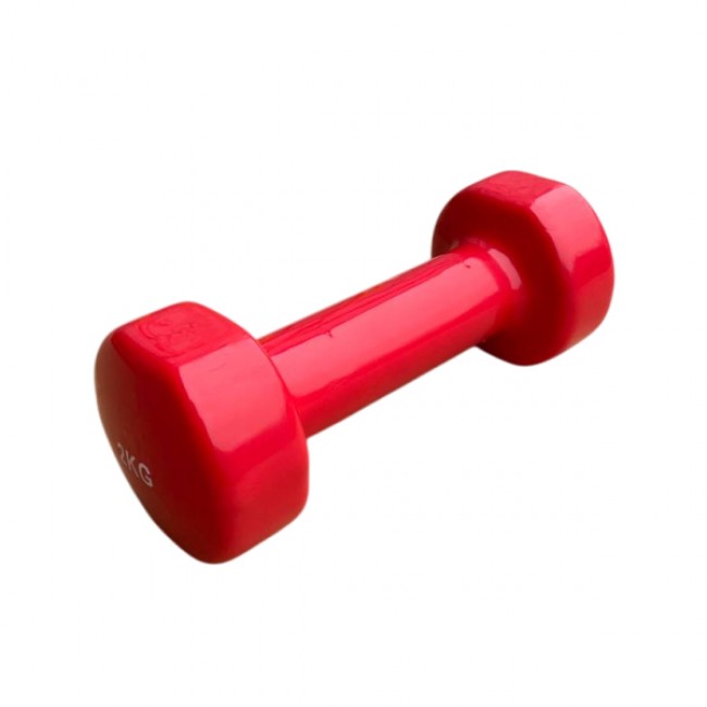 Гантель для фітнесу 2 кг 1шт з вініловим покриттям Generation Fintess FF51D3B-2kg (червона)