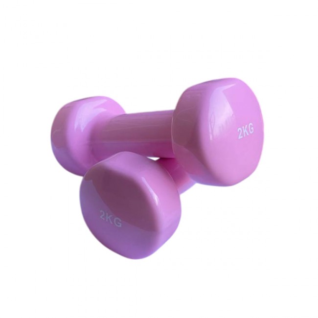 Гантель для фітнесу 2 кг 1шт з вініловим покриттям Generation Fintess FF51D3B-2kg (рожева)