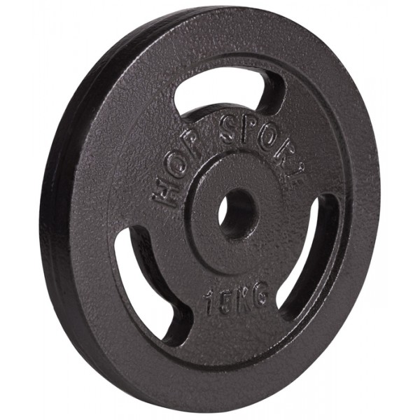 Блин (диск) 15 кг металлический Hop-Sport d - 30 мм
