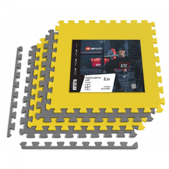 Мат-пазл Hop-Sport EVA 1cm HS-A010PM - 4 частей желто-серый Мат-пазл Hop-Sport EVA 1cm HS-A010PM - 4 частей желто-серый