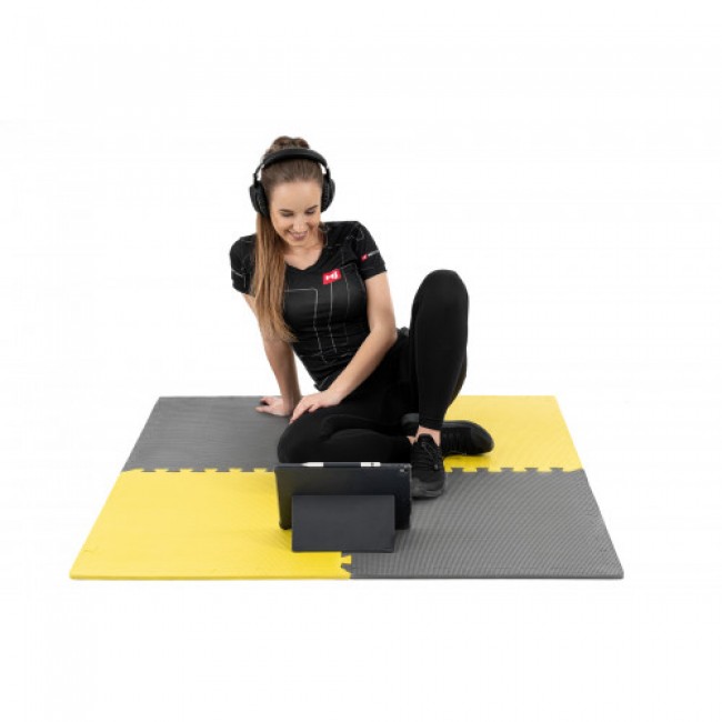 Мат-пазл Hop-Sport EVA 1cm HS-A010PM - 4 частей желто-серый