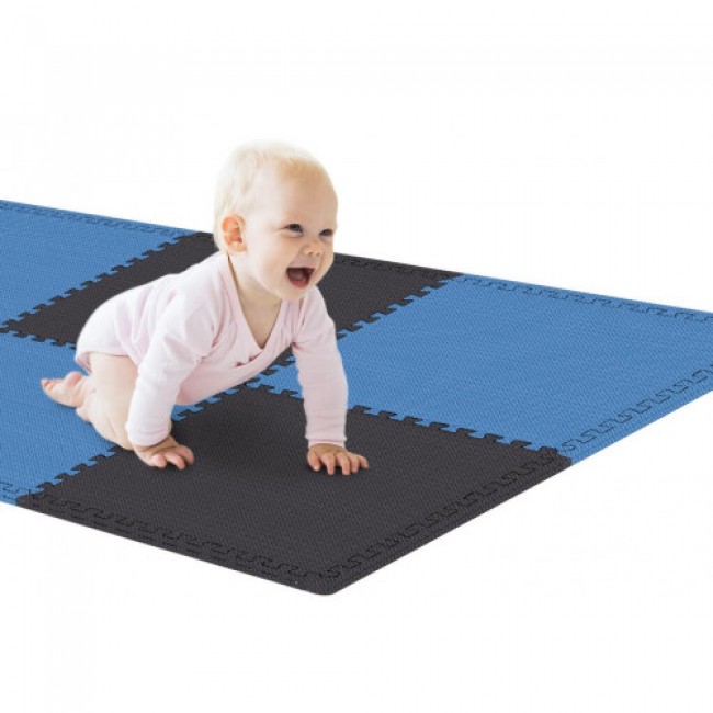 Мат-пазл Hop-Sport EVA 1cm HS-A010PM - 6 частей черный/синий
