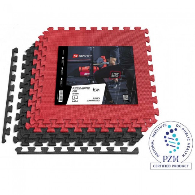 Мат-пазл Hop-Sport EVA 1cm HS-A010PM - 6 частей черный/красный Мат-пазл Hop-Sport EVA 1cm HS-A010PM - 6 частей черный/красный