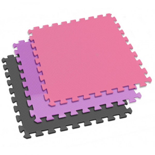 Мат-пазл Hop-Sport EVA 1cm HS-A010PM - 9 частин сірий / фіолетовий / рожевий