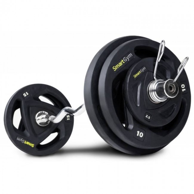 Набор олимпийский SmartGym W-гриф и диски для штанги 157kg Набор олимпийский SmartGym W-гриф и диски для штанги 157kg