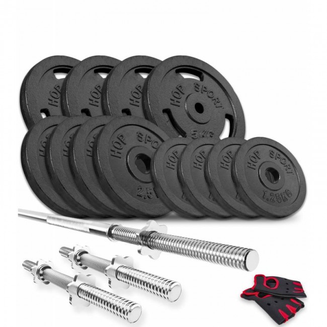Набор Hop-Sport Strong штанга и гантели 29 кг Набор Hop-Sport Strong штанга и гантели 29 кг