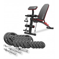 Набор Hop-Sport Strong 67 кг штанга с блинами со скамьей HS-1035