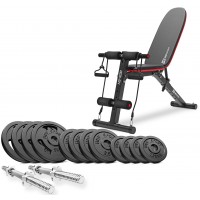 Набор Hop-Sport Strong 40 кг штанга с блинами со скамьей HS-1030