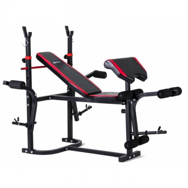 Силовой набор Hop-Sport Strong 55 кг со скамьей TX-020 + парта Скотта + тяга