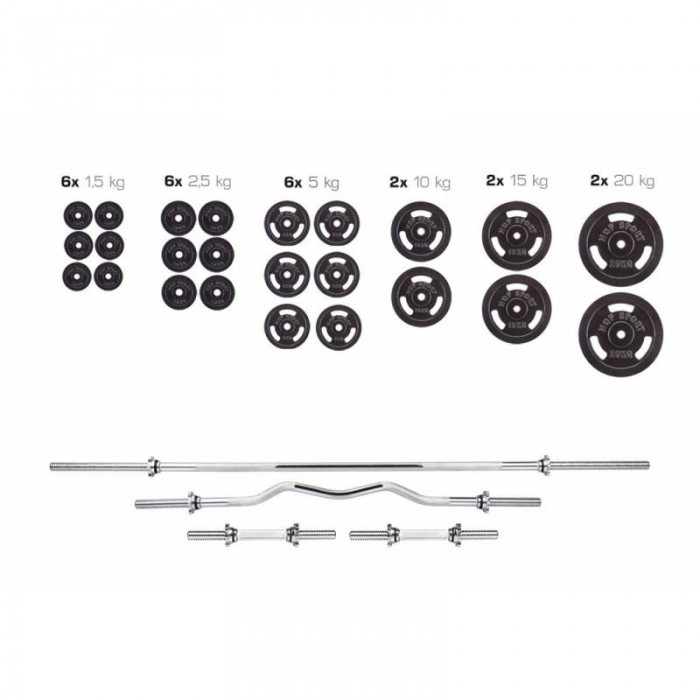 Набір Hop-Sport Strong штанга і гантелі 166 кг