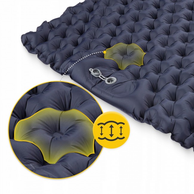 Коврик (каримат) надувной Mountain Goat 200 x 120 x 7 см двухместный со встроенным насосом Navy Blue (P-5905973400923)