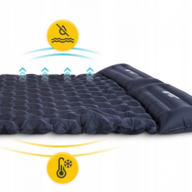 Коврик (каримат) надувной Mountain Goat 200 x 120 x 7 см двухместный со встроенным насосом Navy Blue (P-5905973400923)
