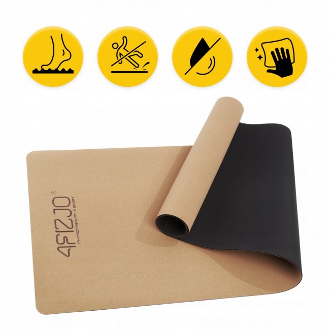 Килимок (мат) спортивний 4FIZJO Cork 183 x 61 x 0.4 см для йоги та фітнесу (P-5907739319562)