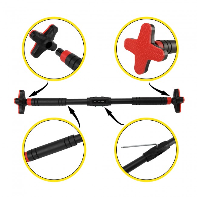 Турнік розсувний Cornix Pro+ 90-130 см XR-0287 Black/Red