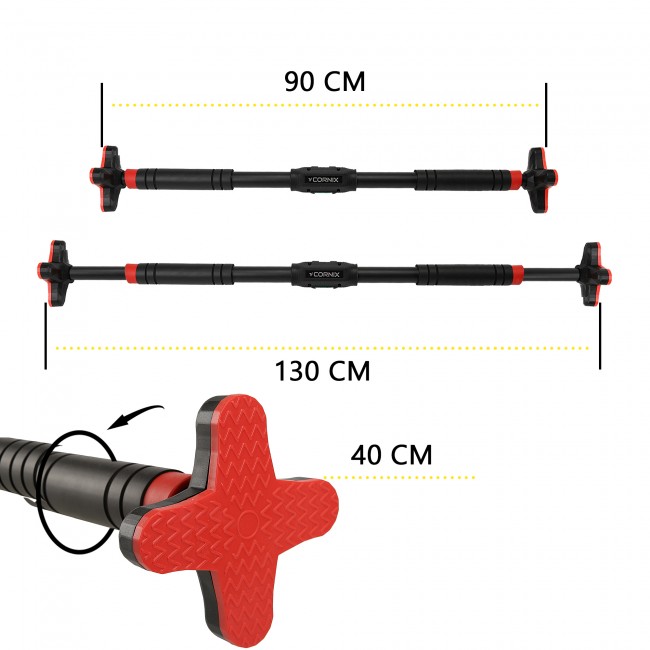 Турнік розсувний Cornix Pro+ 90-130 см XR-0287 Black/Red