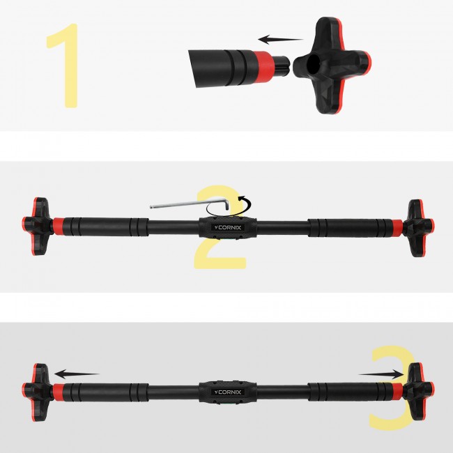 Турнік розсувний Cornix Pro+ 90-130 см XR-0287 Black/Red