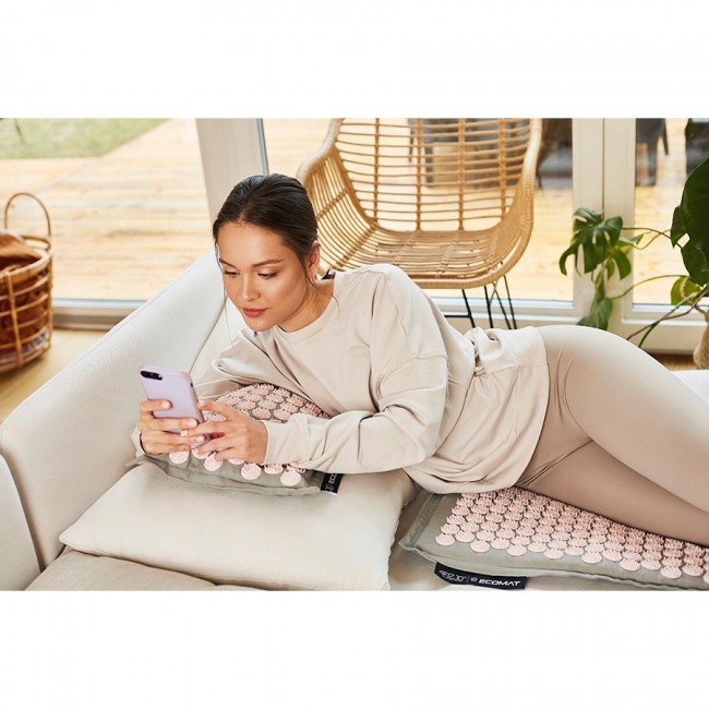 Килимок акупунктурний з подушкою 4FIZJO Eco Mat XL Аплікатор Кузнєцова Grey/Pink (P-5907739313607)